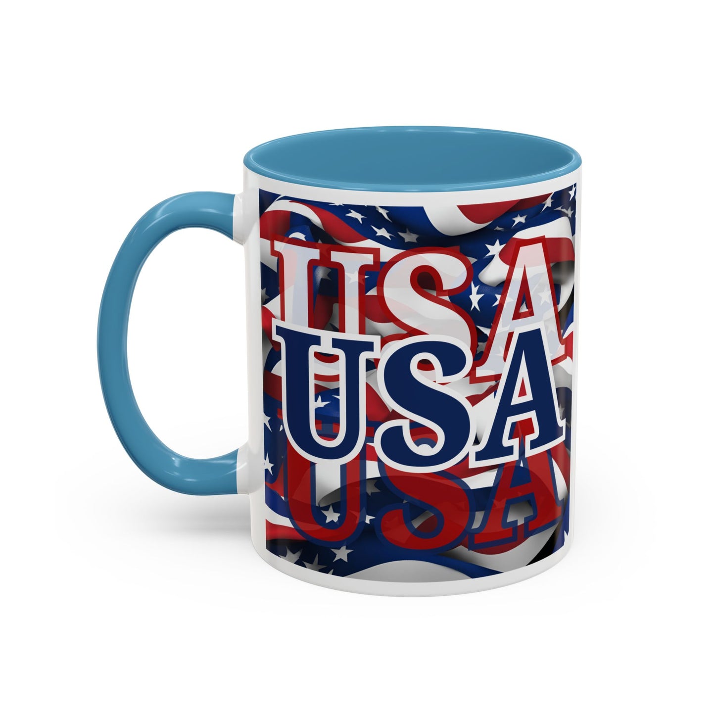 USA Blue font Center Patriot Accent Mug by cypherpunkgear.com