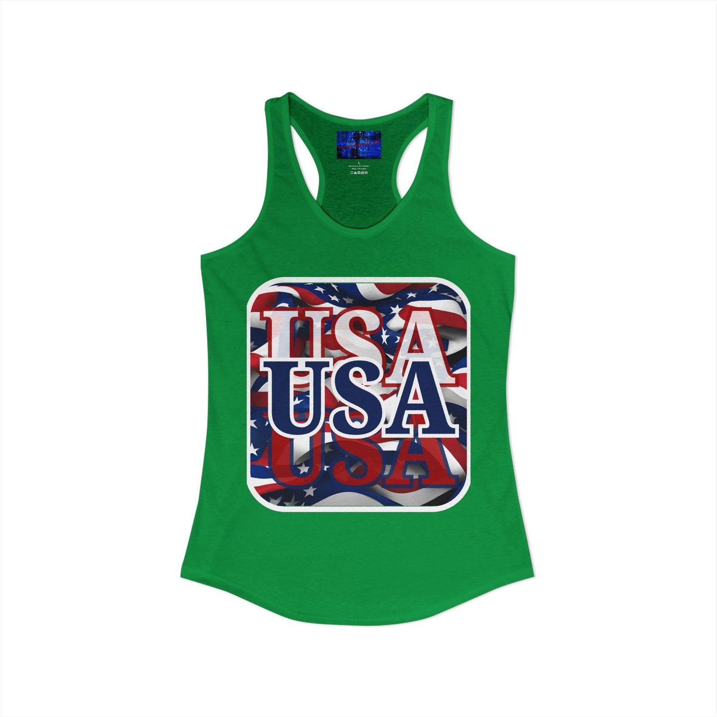 Red White and BLUE USA Patriot Women's Racerback Tank Top by cypherpunkgear.com