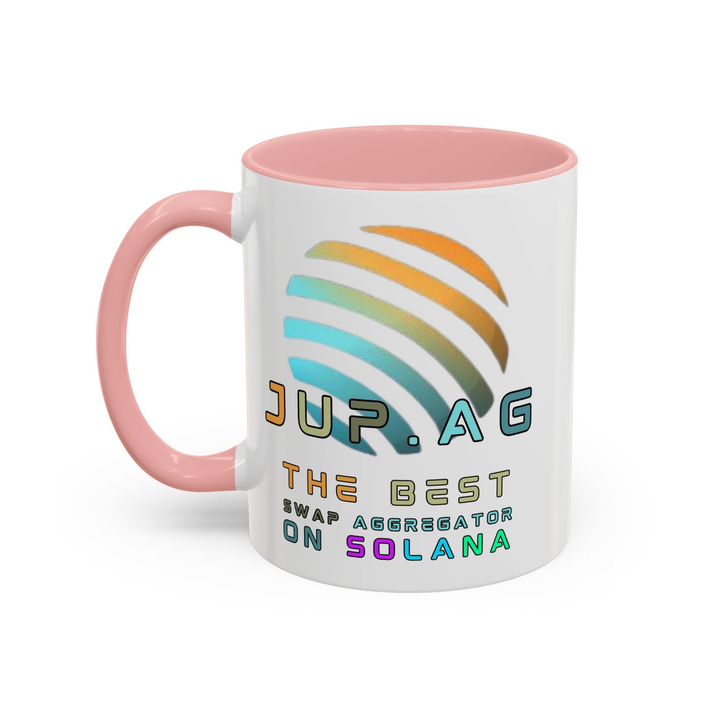Jupiter (JUP) the best aggregator on Solana White Accent Mug by cypherpunkgear.com