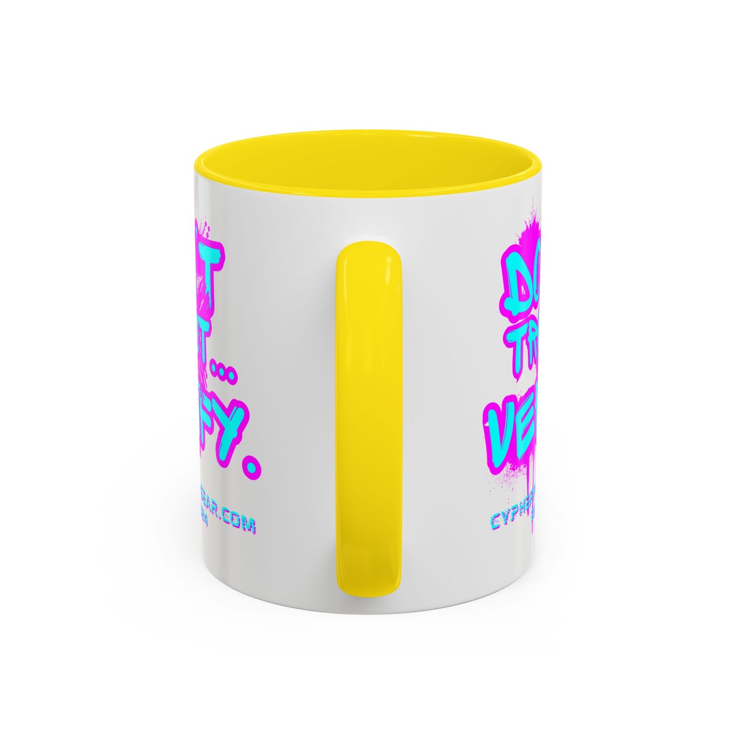 Don't Trust...Verify. White Accent Mug by cypherpunkgear.com