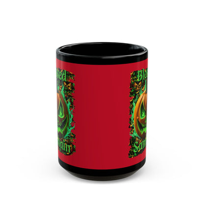 Blessed Samhain Green Jack Red Mug by CreepyCrafts.boo