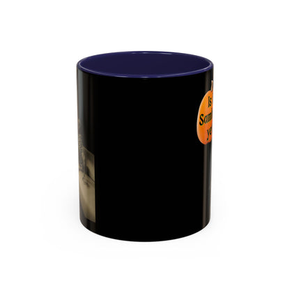 Is it Samhain yet? Skeleton's Pumpkin Black Accent Mug by CreepyCrafts.boo