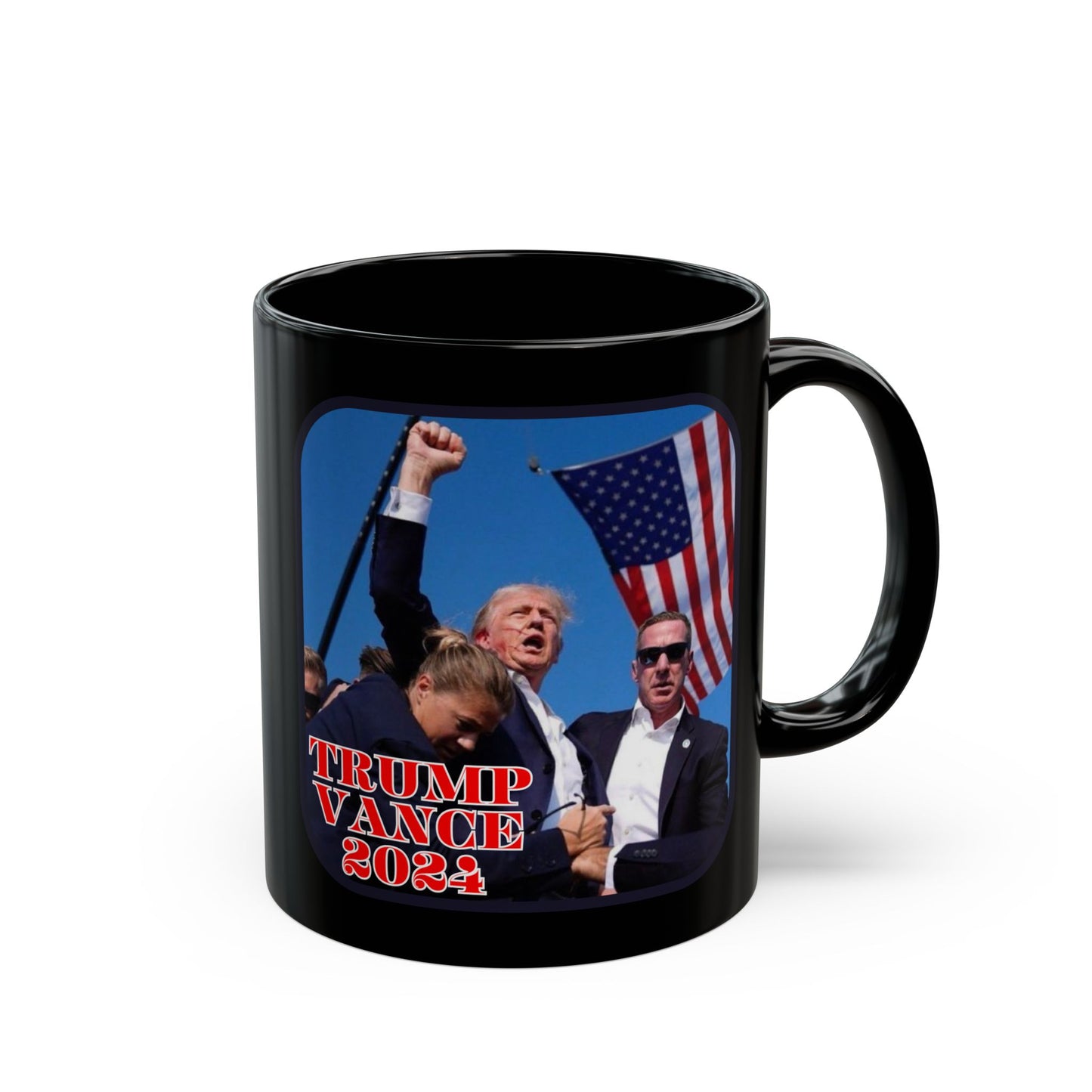 Trump and Vance 2024 Black Mug by cypherpunkgear