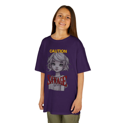 Caution: Small but Savage Kids Heavy Cotton Tee by cypherpunkgear.com