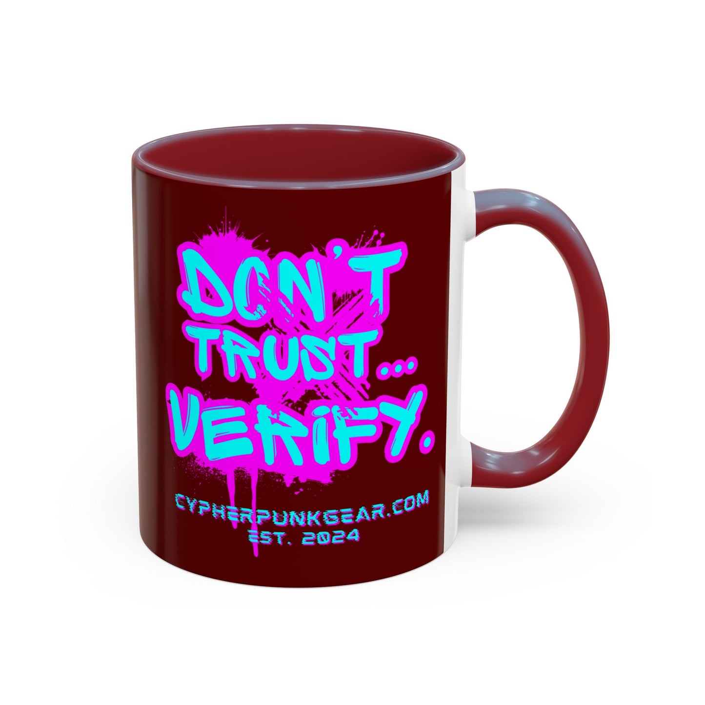 Don't Trust...Verify. Red Accent Mug by cypherpunkgear.com