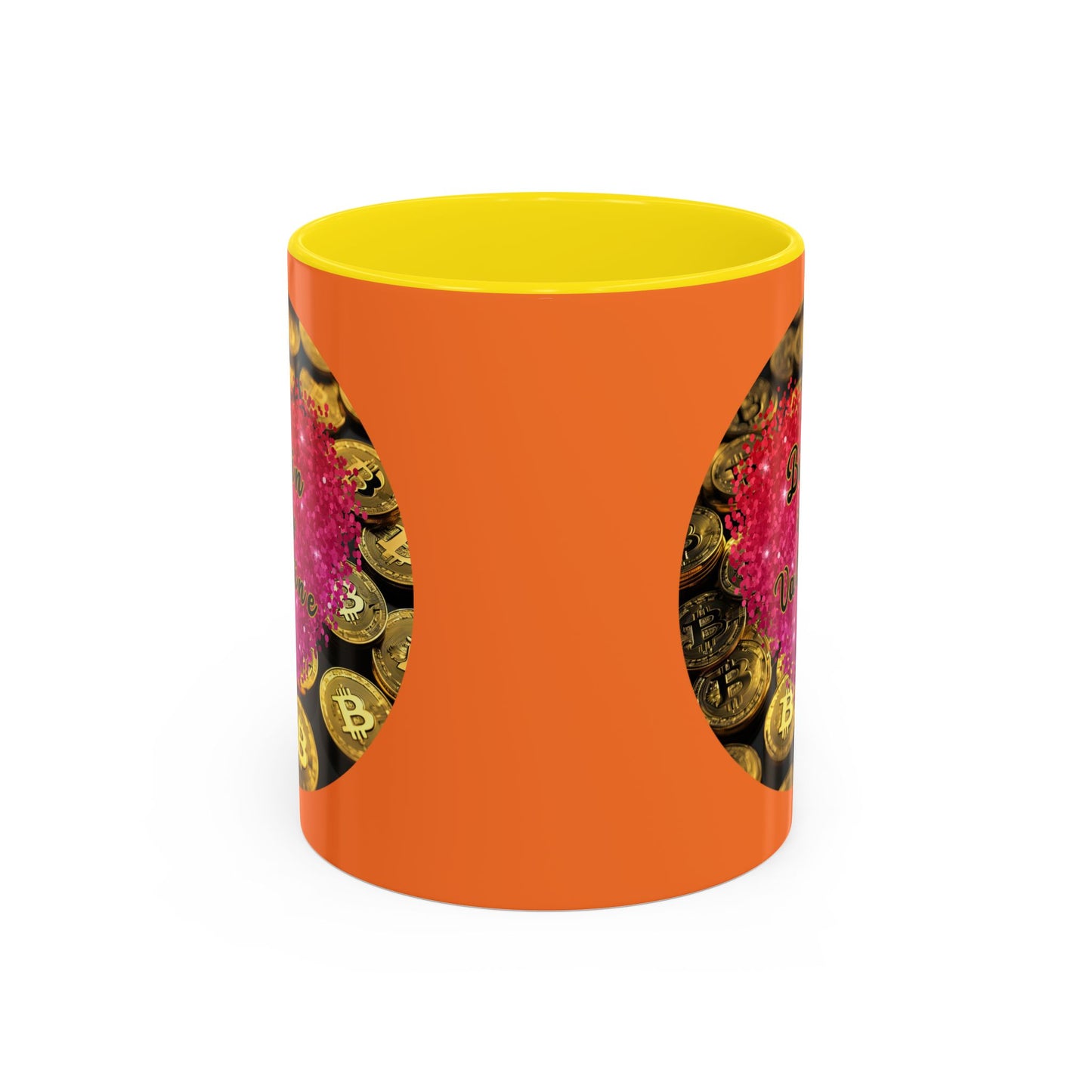 Bitcoin is My Valentine Orange Accent Mug by cypherpunkgear.com