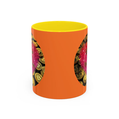 Bitcoin is My Valentine Orange Accent Mug by cypherpunkgear.com