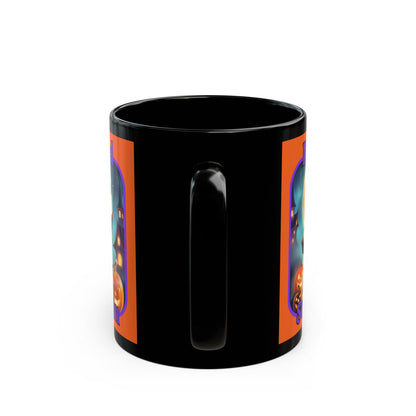 Blessed Samhain Little Witch Purple font Orange Mug by CreepyCrafts.boo