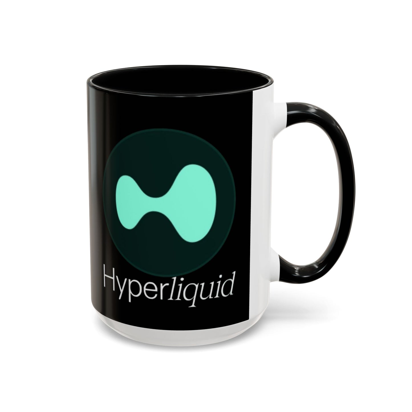 Hyperliquid White font Black Accent Mug by cypherpunkgear.com