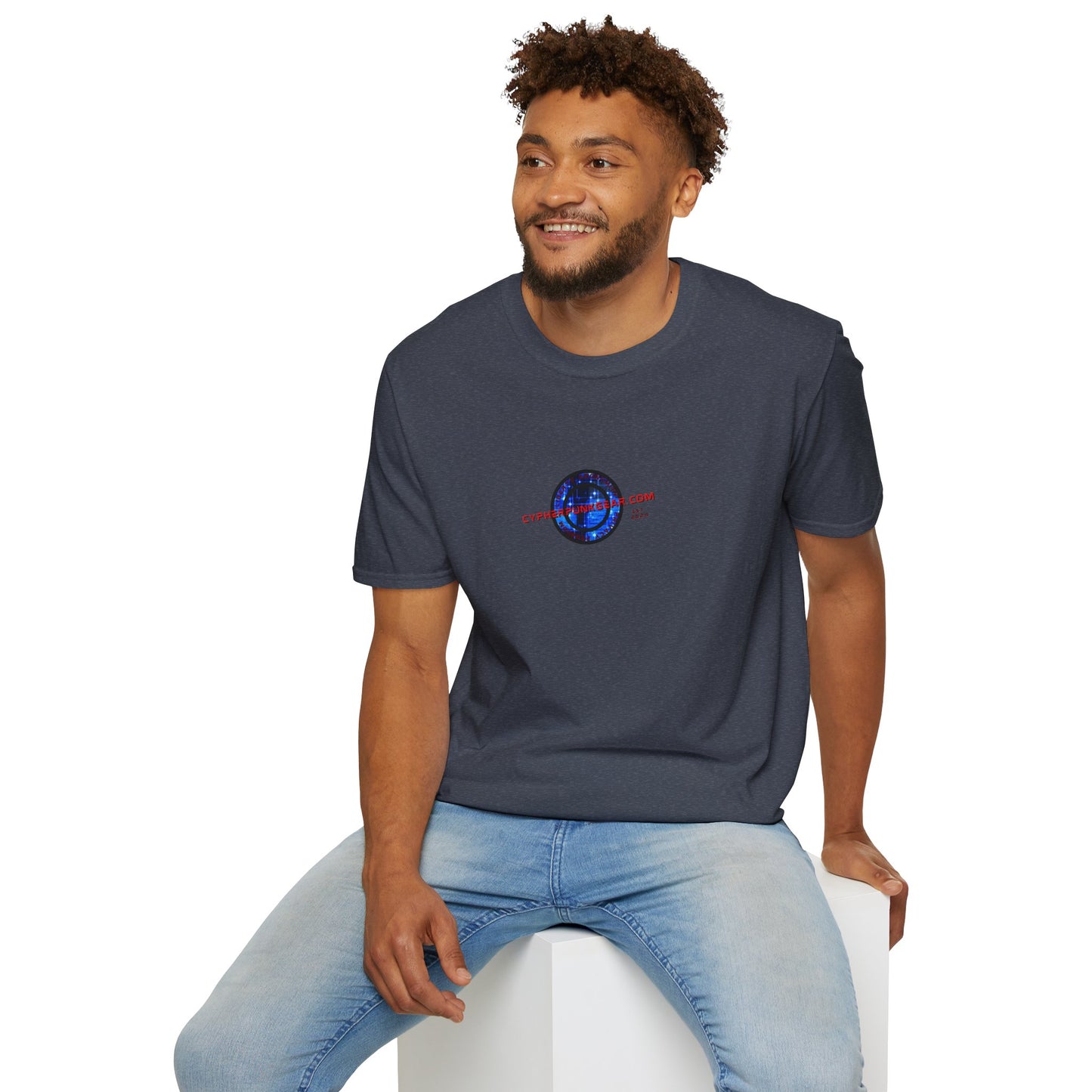 2-sided, cypherpunkgear.com Logo & Cityscape Dark colors Unisex T-Shirt by cypherpunkgear.com
