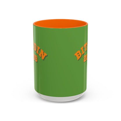 Bitcoin 2009 Green Accent Mug by cypherpunkgear.com