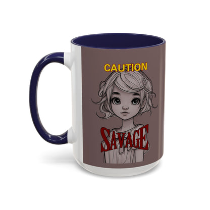 Caution, Savage Grey Accent Mug by cypherpunkgear.com