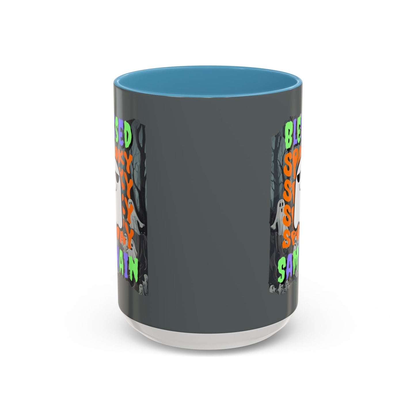 Spooky Blessed Samhain Ghost Mixed font Accent Mug by CreepyCrafts.boo