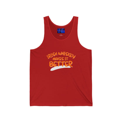 Irish Whiskey makes it better OGfont Unisex Jersey Tank Top by cypherpunkgear.com