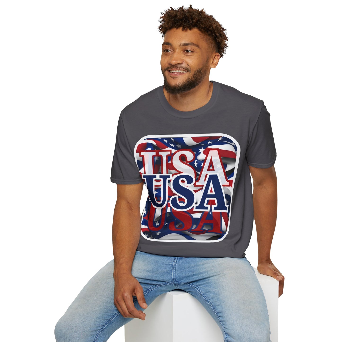 Red White and BLUE USA Patriot Dark colors Unisex T-Shirt by cypherpunkgear.com