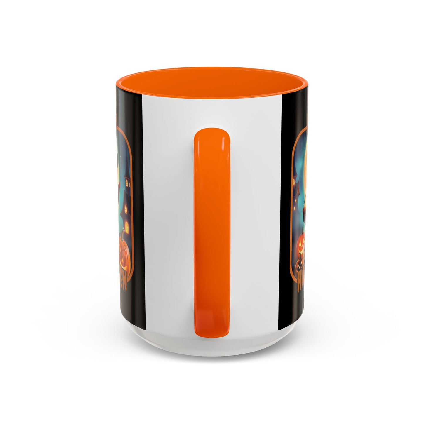 Happy Halloween Little Witch Orange font Black Accent Mug by CreepyCrafts.boo