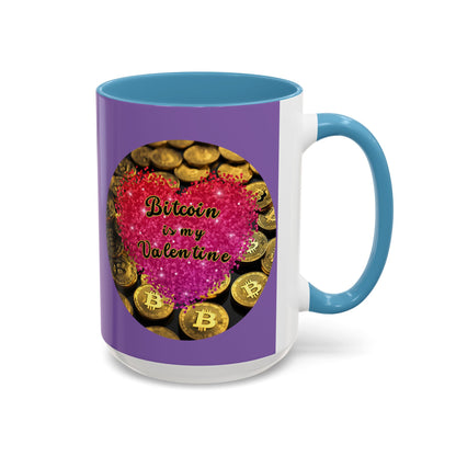 Bitcoin is My Valentine Light Purple Accent Mug by cypherpunkgear.com