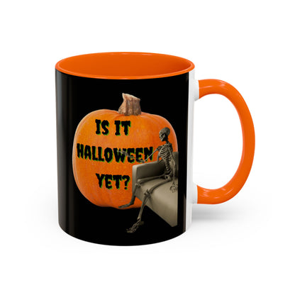 Is it Halloween yet? Skeleton's Giant Pumpkin Black Accent Mug by CreepyCrafts.boo