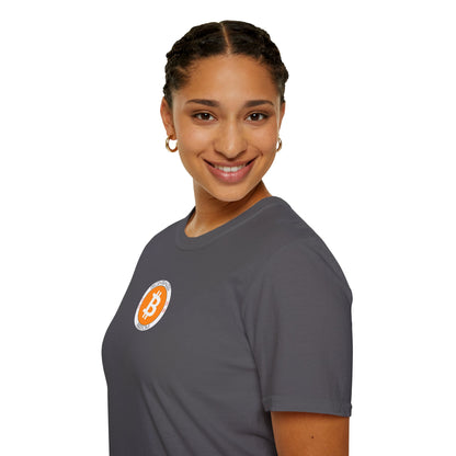 2-sided, Bitcoin (BTC) Decentralized Freedom Dark colors Unisex T-Shirt by cypherpunkgear.com