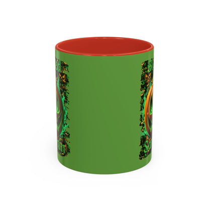 Blessed Samhain Green Jack Green Accent Mug by CreepyCrafts.boo