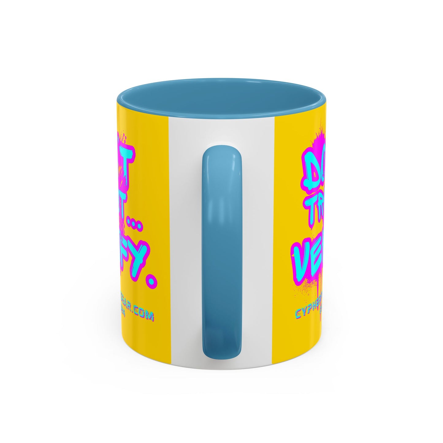 Don't Trust...Verify. Yellow Accent Mug by cypherpunkgear.com
