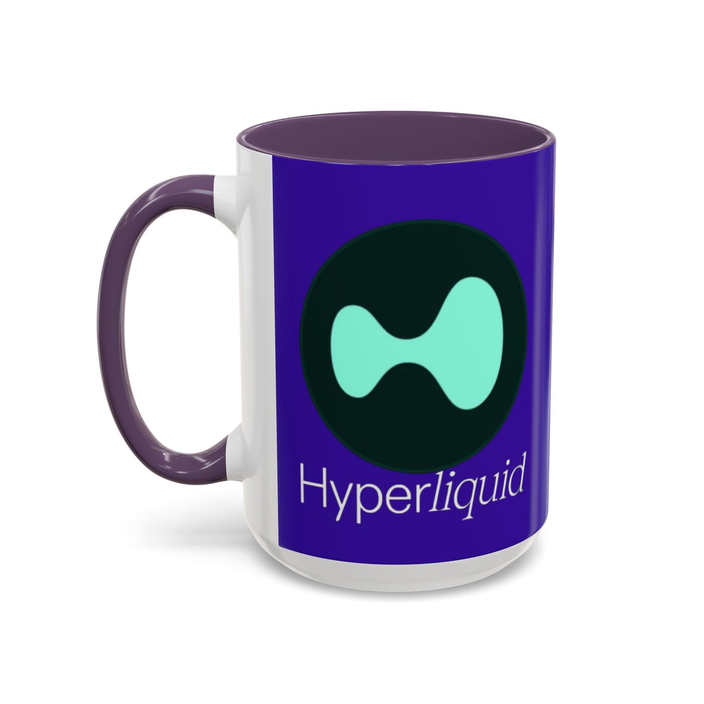 Hyperliquid White font Dark Purple Accent Mug by cypherpunkgear.com