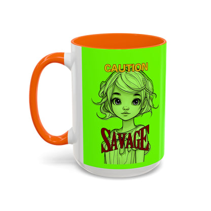 Caution, Savage Light Green Accent Mug by cypherpunkgear.com