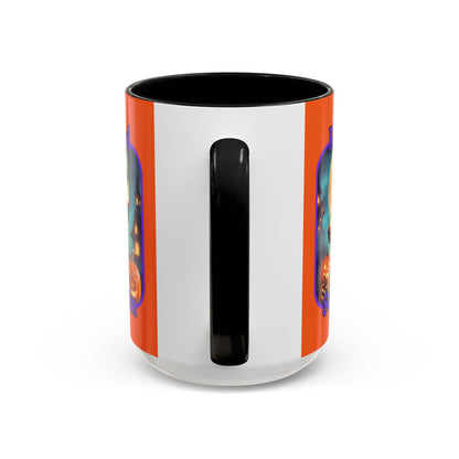 Blessed Samhain Little Witch Purple font Orange Accent Mug by CreepyCrafts.boo