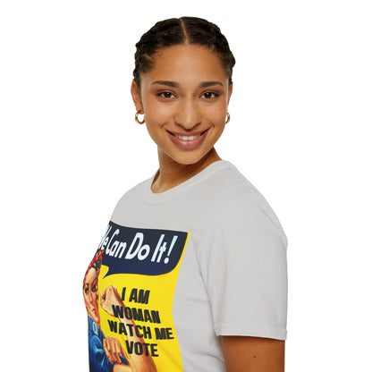 I Am Woman Watch Me Vote Rosie Light colors Unisex T-Shirt by cypherpunkgear.com