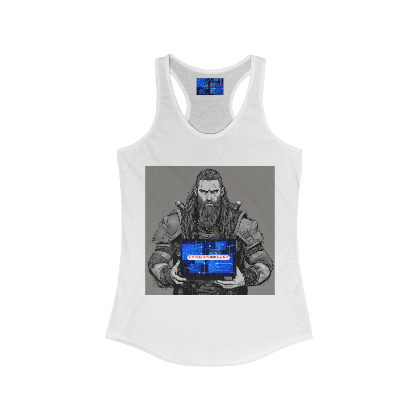 Street Samurai cyberpunk Women's Racerback Tank Top by cypherpunkgear