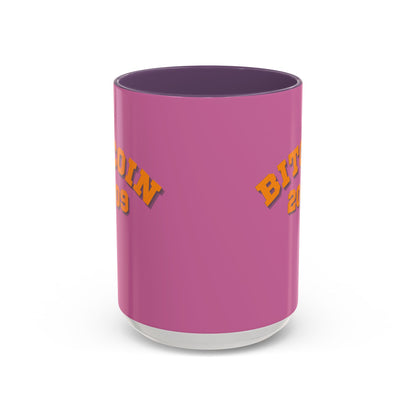 Bitcoin 2009 Pink Accent Mug by cypherpunkgear.com