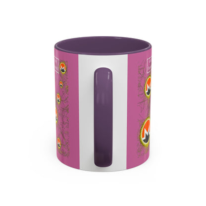 Monero (XMR) don't assume your freedoms are assured Pink Accent Mug by cypherpunkgear.com