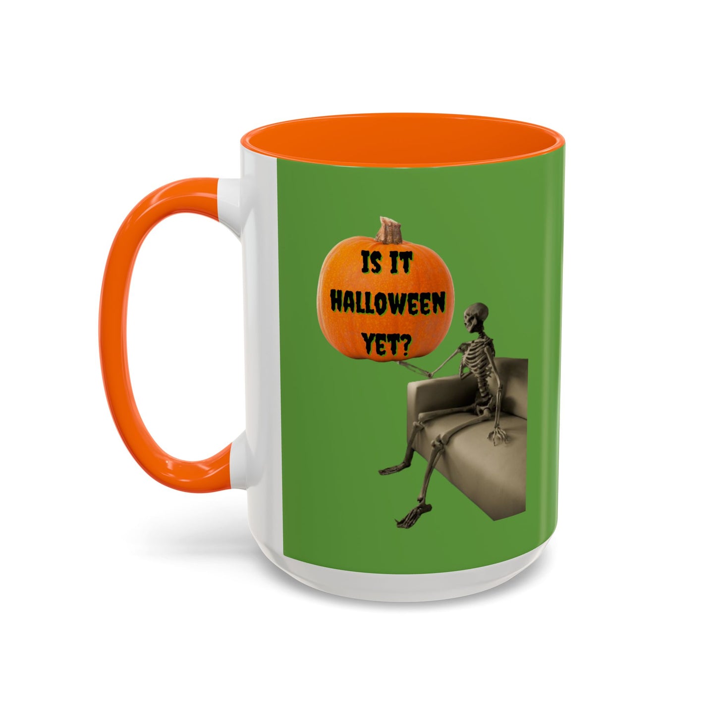 Is it Halloween yet? Skeleton's Pumpkin Accent Mug by CreepyCrafts.boo