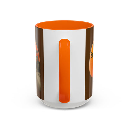 Is It Samhain Yet? Skeleton's Giant Pumpkin Brown Accent Mug by CreepyCrafts.boo