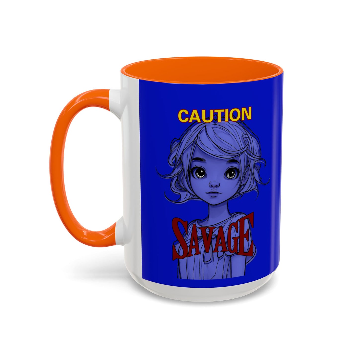 Caution, Savage Dark Blue Accent Mug by cypherpunkgear.com
