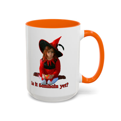 Is it Samhain yet? White Accent Mug by CreepyCrafts.boo