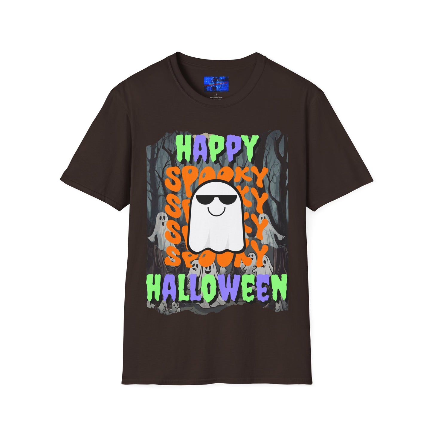 Spooky Happy Halloween Ghost MXfont Unisex T-Shirt by cypherpunkgear