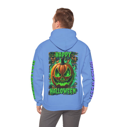 Happy Halloween Green Jack Hoodie Unisex Hooded Sweatshirt by CreepyCrafts.boo