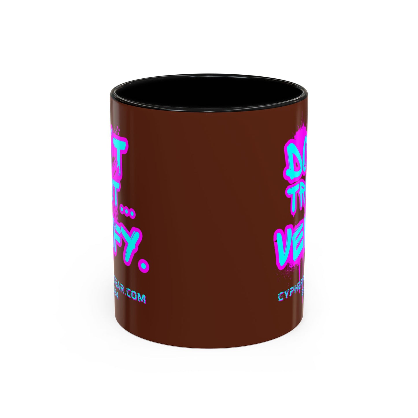 Don't Trust...Verify. Brown Accent Mug by cypherpunkgear.com