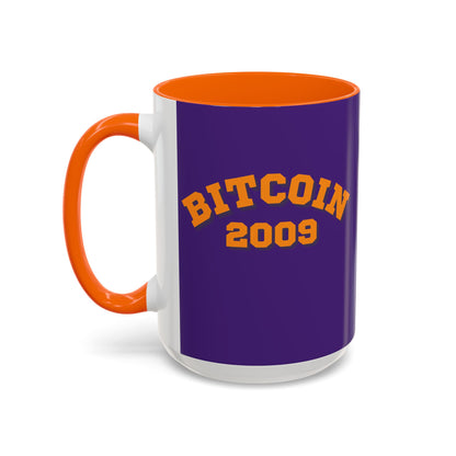 Bitcoin 2009 Dark Purple Accent Mug by cypherpunkgear.com