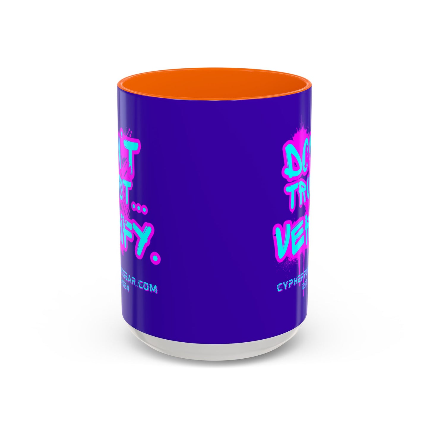 Don't Trust...Verify. Dark Purple Accent Mug by cypherpunkgear.com