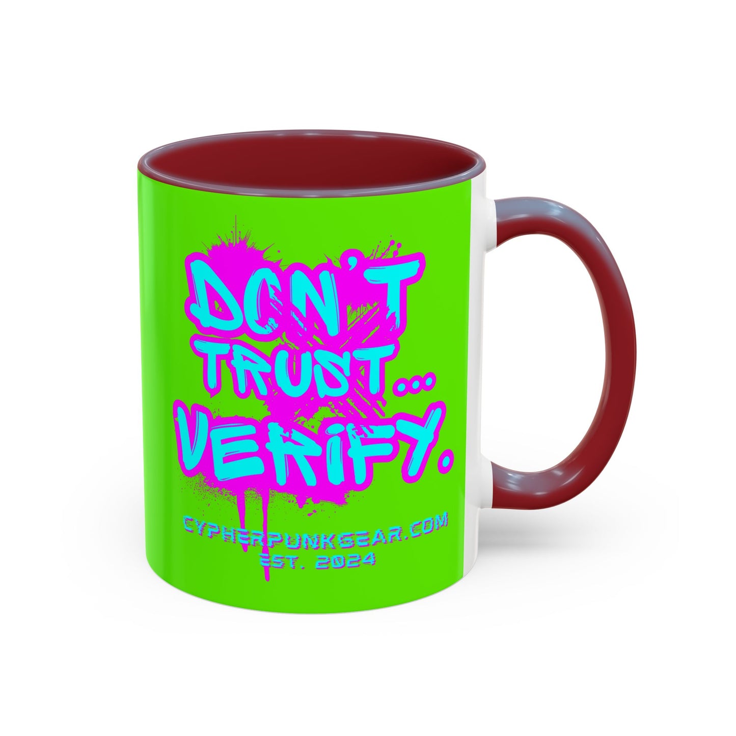 Don't Trust...Verify. Green Accent Mug by cypherpunkgear.com