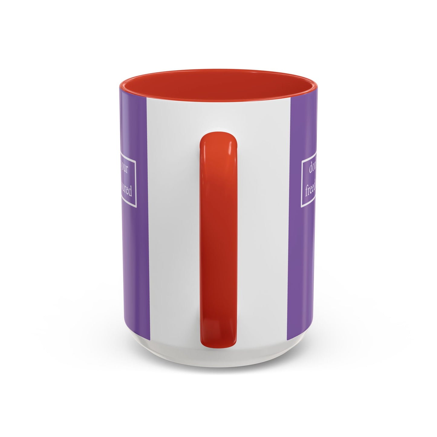 don't assume your freedoms are assured, White font, Light Purple Accent Mug by cypherpunkgear.com