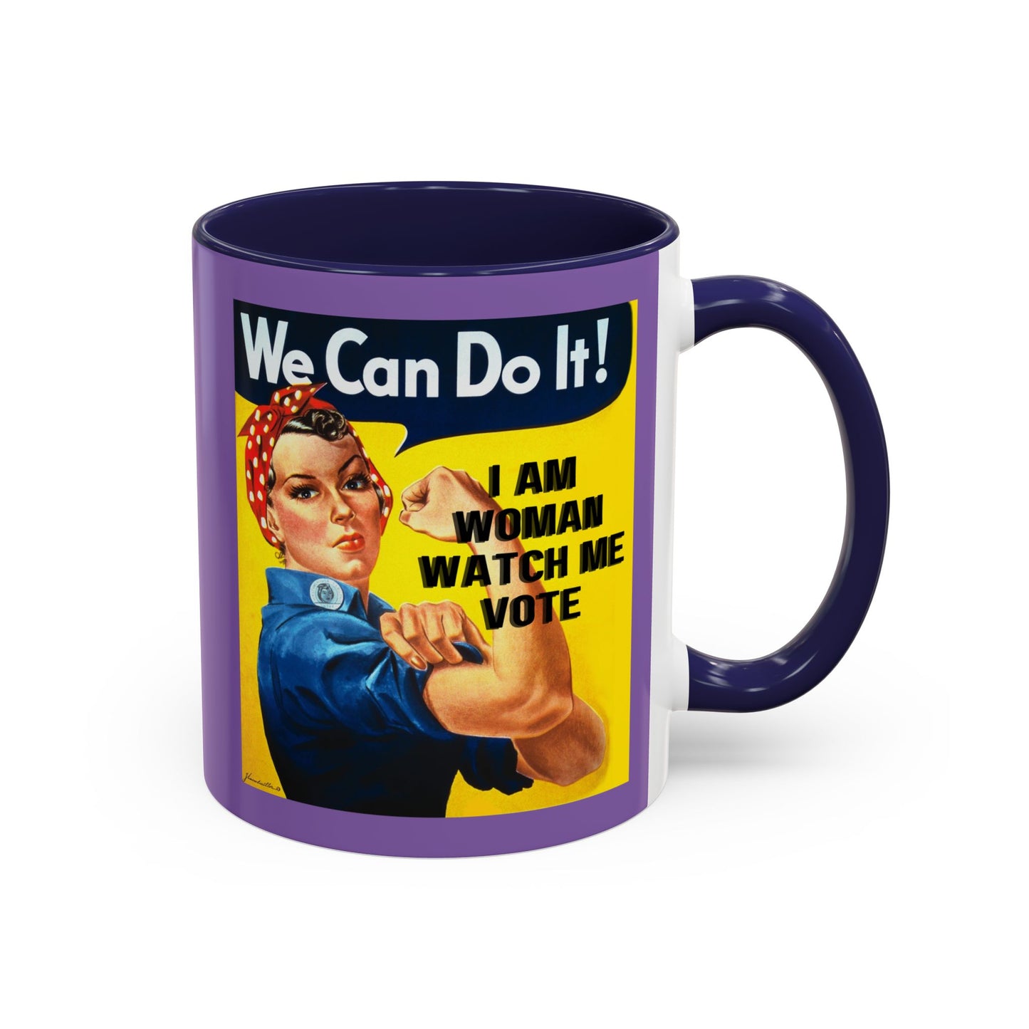 I Am Woman Watch Me Vote Rosie Light Purple Accent Mug by cypherpunkgear.com