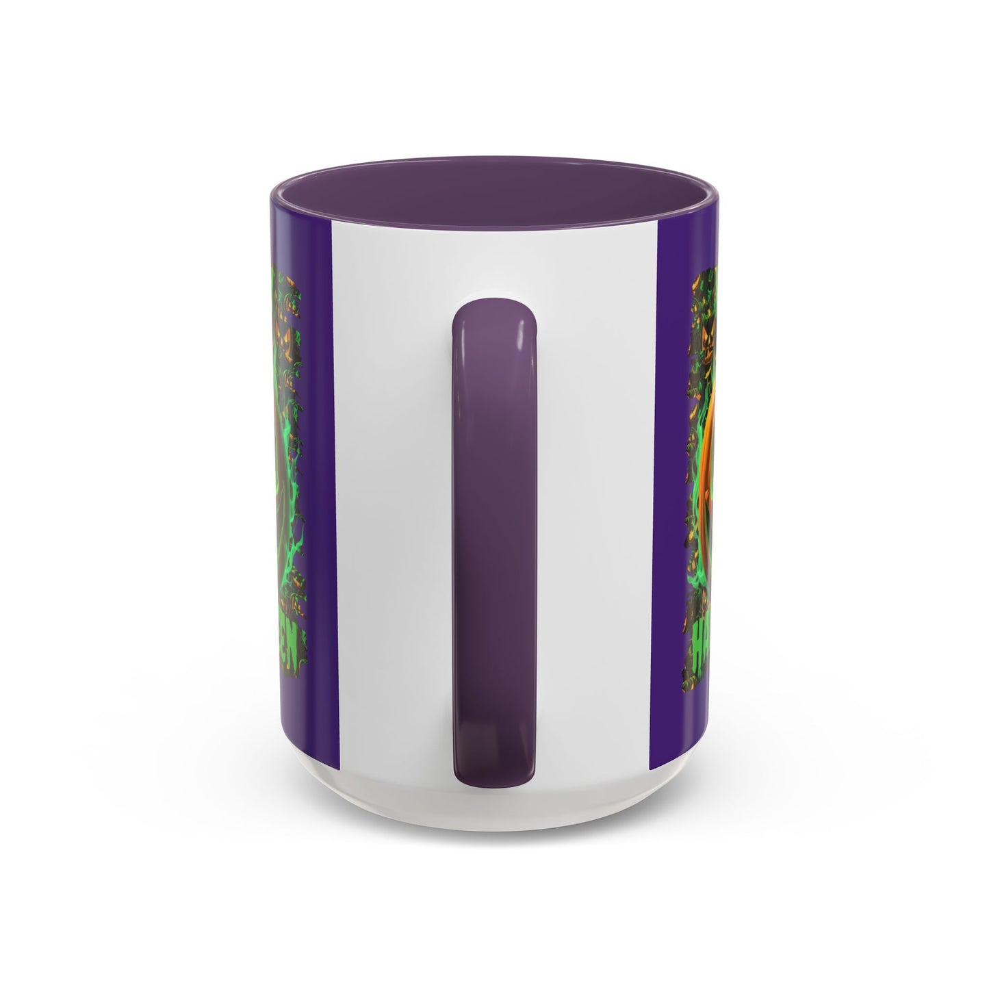 Happy Halloween Green Jack Purple Accent Mug by CreepyCrafts.boo