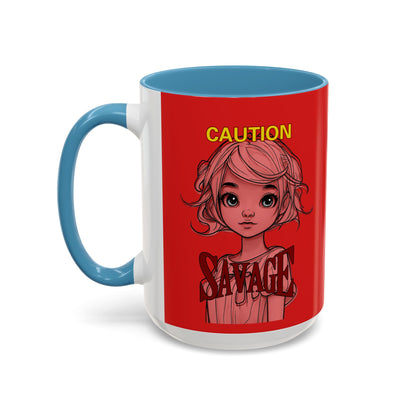 Caution, Savage Red Accent Mug by cypherpunkgear.com