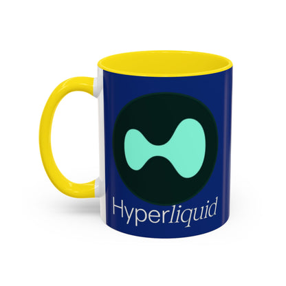 Hyperliquid White font Blue Accent Mug by cypherpunkgear.com