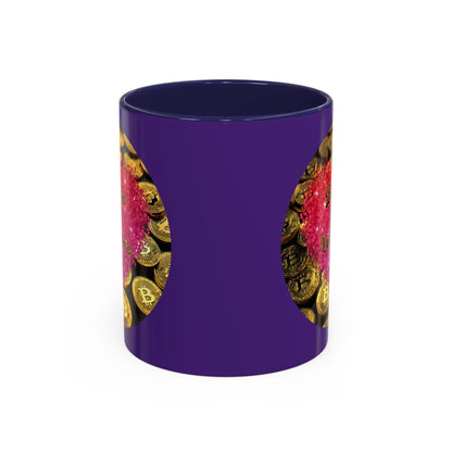 Bitcoin is My Valentine Purple Accent Mug by cypherpunkgear.com