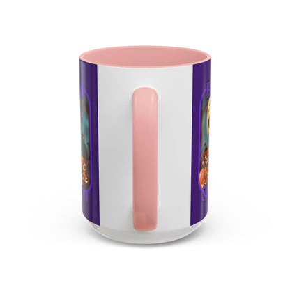 Blessed Samhain Cute Witch Purple font Purple Accent Mug by CreepyCrafts.boo