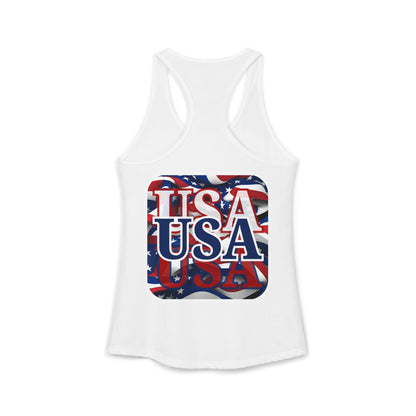 2-sided Red White and BLUE USA Patriot Women's Racerback Tank Top by cypherpunkgear.com